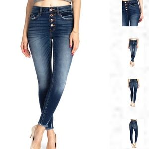 KANCAN: “THE PENNY” SUPER SKINNY JEANS  - KC9142D with COPPER BUTTONFLY